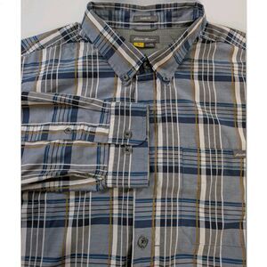 Eddie Bauer Travex Shirt Mens 2XL Blue Plaid Button Down Long Sleeve